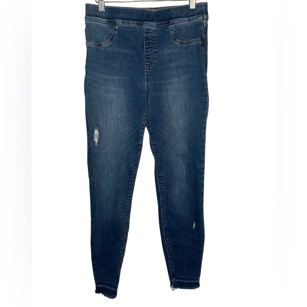 SPANX Pull-On‎ Skinny Jeans Dark Wash Women’s Size 10/12 Distressed Hem